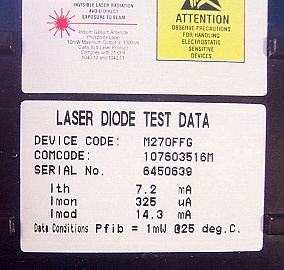 Min order qty = 10pc. 1.3um 1mW uncooled coaxial FP Laser module. With SC/APC fiber connector. AT&T P/N: M-270FFG