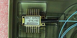 1322.42nm, or 1323.59nm, or 1343.76nm 12dBm (15.85mW) DFB analog laser module. 14-pin butterfly. Sumitomo P/N: SLV5410-QF/HL1-3xx. With SC/APC fiber connector. New