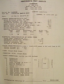 1533.465nm 2mW QLM715-5210 2.5Gb/s 14-pin butterfly Laser Module, mounted on mini-PCB. by Corning Lasertron