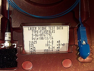 1.55um 2mW DFB laser 4-pin module.  Actual peak wavelength are 1550nm - 1552.2nm. With SC/PC connectors.  Fujitsu model: FLD5F8LKS