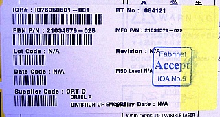 30pc 1534.56, 1550.12, 1550.92, 1551.72, 1557.36nm 10mW 14-pin butterfly  Laser Module for analog CATV.  Eudyna P/N: FLD5F7CZ201WxxP. Fabrinet P/N: 21034579-0xx