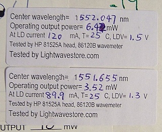 1552nm 14-pin butterfly Laser Module for analog CATV.  Eudyna P/N: FLD5F7CZ. Used.  'Sell As Is', 'No return'.
