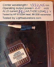1549.32nm 2mW-peak isolated DFB Laser,  With LC/PC fiber connector. Lucent P/N: D2526G o D2526S