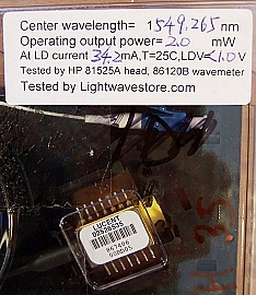 1549.32nm 2mW-peak isolated DFB Laser,  With LC/PC fiber connector. Lucent P/N: D2526G o D2526S