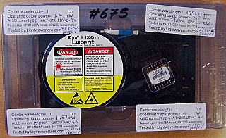 1549.32nm 2mW-peak isolated DFB Laser,  With LC/PC fiber connector. Lucent P/N: D2526G o D2526S