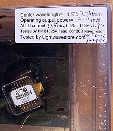 1549.32nm 2mW-peak isolated DFB Laser,  With LC/PC fiber connector. Lucent P/N: D2526G o D2526S
