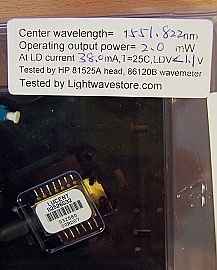 1549.32nm 2mW-peak isolated DFB Laser,  With LC/PC fiber connector. Lucent P/N: D2526G o D2526S