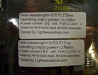 1559nm about 10mW-avg, Alcatel A1915LMI 2.5Gb/s 14-pin butterfly Laser Module with test bed