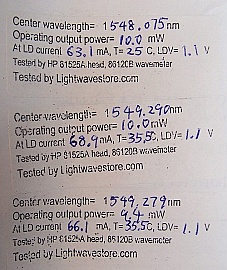 1.55um (1542.93, 1544.52, 1549.31nm) 10mW 14-pin butterfly laser for CATV and DWDM. Low linewidth. Renesas/NEC P/N: NX8563LAxxx-88E. Used.