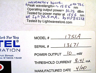 1531.90nm, 1538.19nm, 1530.33nm 10mW 14-pin butterfly laser for analog and DWDM. P/N: 1751A. For both forward and return paths. desoldered