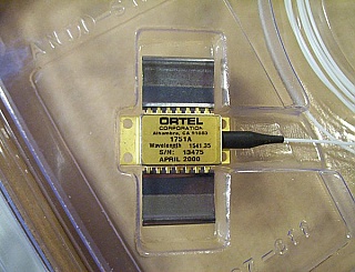 1538.19nm 10mW 14-pin butterfly laser for analog and DWDM. P/N: 1751A. For both forward and return paths. desoldered. Pin 6 (TEC+), Pin 13 (laser common +), Pin 14 (NC) are missing.