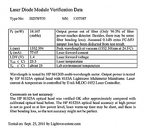 Around-1550nm 10mW isolated DFB Laser,  With MU or SC/PC fiber connector. Lucent/Agere model: D2570Hxx or D2570Yxx