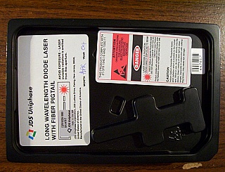 1555.75nm, or 1557.36nm 14-pin 5mW/10mW DFB laser. JDS model: CQF915/208-192XX, 7dBm average.