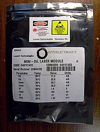 1.55um 1.26mW Digital Uncooled DFB laser, 8-pin Mini-DIL. Lucent model number: 3D0AJ4