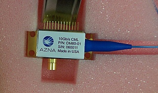 10Gb directly modulated laser. 1535.036nm, 1555.747nm, 1600.6nm, or 1604.026nm. 10Gb/s 120km Telecom CMLTM 13pin-GPO Butterfly Transmitter. AZNA or Finisar P/N: DM80-01-1-xxxx-4-LC,