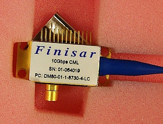 10Gb directly modulated laser. 1535.036nm, 1555.747nm, 1600.6nm, or 1604.026nm. 10Gb/s 120km Telecom CMLTM 13pin-GPO Butterfly Transmitter. AZNA or Finisar P/N: DM80-01-1-xxxx-4-LC,