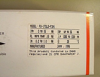 1.3um MITSUBISHI, FC-CONNECTORIZED laser module. 0.15 - 0.5mW