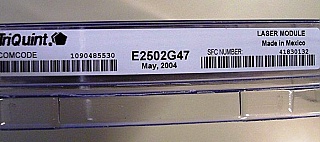 1553.33nm or 1539.768nm 14-pin butterfly laser  module with 2.5Gb/s EML(EA-mod).  Triquint/Lucent P/N: E2502G30 or E2502G47.  600km dispersion