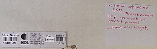 14-pin butterfly laser. Unknown wavelength, no specification. 'Sell As Is', 'No Return'. SDL model: NP-BF-1029.