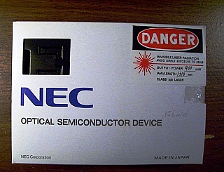 1.31um 14-pin butterfly pulse laser for OTDR. 190mW at 1A. With TEC. NEC model: NDL7502P