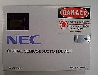 1.31um pulse laser 14-pin DIP module for OTDR. 55mW at 400mA. With TEC. NEC model: NDL7510P