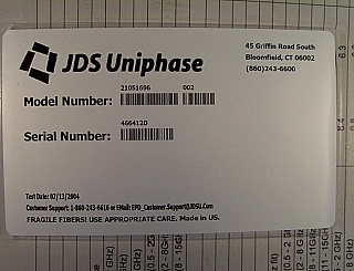 1545nm  optical intensity modulator with dual RF drives,  JDS model: 21051696. Sample B