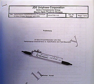 10Gb/s optical digital intensity modulator with VOA.  with GPO RF port, JDS P/N:21079870-001