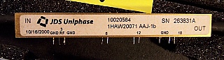 Optical modulator.  JDS model: 10020564. P/N: 1HAW20071AAJ-1b.  2 fibers are broken. 'Sell as is'