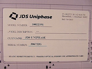 1.55um 2.5Gb/s optical digital intensity modulator, JDS P/N: 10022591