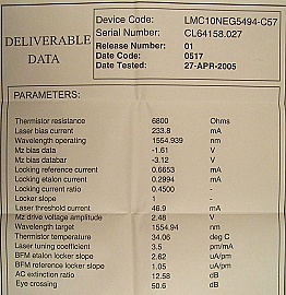 10Gb/s Compact InP MZ Modulator with DWDM Laser, Negative Chirp - High Power,  Bookham model: LMC10NEG