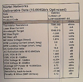 10 Gb/s InP Mach Zehnder Modulator with 1548.51nm DWDM Laser, with negative chirp,  dual RF drive with SMA connector, Bookham model: LCM155EW4851-64