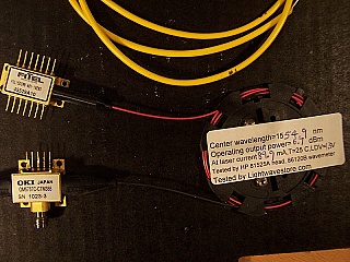 40Gb/s optical electro-absorption (EA) modulator, for 1.55um C band.  Model: OM5757C-CTM388. It comes with one 20mW 1554.94nm PMF laser, Fitel P/N: FOL15DCWB-A81-19280. It may be reserved for Mr. Z
