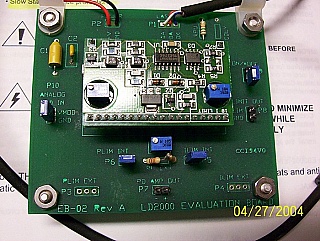 Max 100mA laser diode driver module. With EB-02 evaluation board. Thorlab model: LD2000