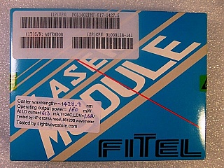 1427.5nm 160mW laser module. Fitel model: FOL1402PMF-617-1427.5. PMF with FBG