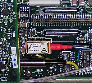Uncooled mini-DIL 980nm 200mW pump laser diode with FBG stabilizer. With polarization-maintaining (PM) fiber. Bookham model: LU980N-R. to be removed from system