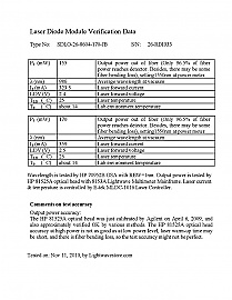 986.4nm 170mW kink-free pump laser with FBG stabilizer. JDSU product code: SDLO-26-8604-170-JB. without actual manufacture test sheet
