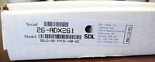977nm 160mW pump laser with FBG stabilizer. JDSU(SDL) product code: SDLO-26-7715-180-KE. Good test result but kink-free power is not perfect