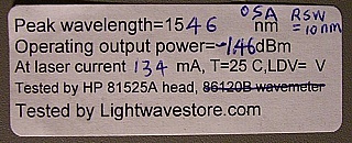 High-power EELED broadband source, around 1545nm.  EXFO P/N: M2103BS-110-58 (M2100)