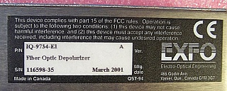 EXFO Passive Depolarizer module. IQ-9700. It can be used seperately without instrument mainframe. With 2 FC/PC optical adapters at front.