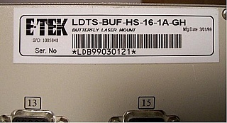 E-tek butterfly 16-channel laser mount fixture,  LDTS-BUF-HS-16-1A-GH. Lasers are not included