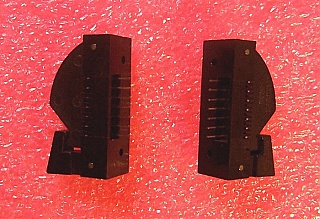 A pair of 7-pin butterfly terminal/socket with clamp,  to make 14-pin butterfly laser mount. 0.125” long leads. Azimuth P/N: 5253-100-7-S2  and P/N: 5253-100-7-R2