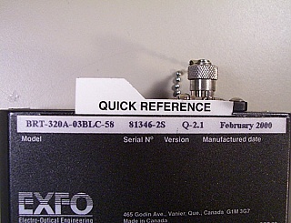 Exfo 1550nm BRT-320A Back-Reflection Test Set. Model: BRT-320A-03BLC-58