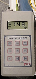 FIS Optical Verifier OV-1. Return loss & insertion loss test set. With 1.3/1.55um lasers and 850/1310/1550nm power meter. PN:9029-0000.