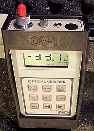 FIS Optical Verifier OV-1. Return loss & insertion loss test set. With 1.3/1.55um lasers and 850/1310/1550nm power meter. PN:9029-0000.