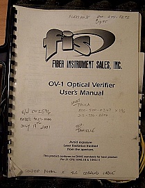FIS Optical Verifier OV-1. Return loss & insertion loss test set. With 1.3/1.55um lasers and 850/1310/1550nm power meter. PN:9029-0000.