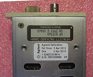Agilent/HP 81536A power sensor module (Works with HP 8153A Lightwave multimeter mainframe). Agilent calibrated it on April 2, 2012, due on April 2, 2014.
