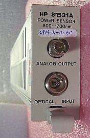 HP 81531A power sensor module (Works with HP 8153A Lightwave multimeter mainframe) .  +3 to -90 dBm. Not include Agilent connector