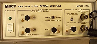 BCP 1.1-1.6um high gain 3-GHz optical receiver. Model 320A.  With 2 FC/PC connectors on front panel.
