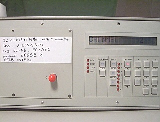 JDSU 1x5 Optical Switch, Model: SC04B5-C2FA.  FC/APC SMF adapters