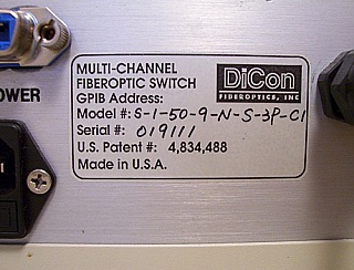 Dicon 1X50 Multi-Channel Fiberoptic Switch. Model: S-1-50-9-N-S-3P-C1.